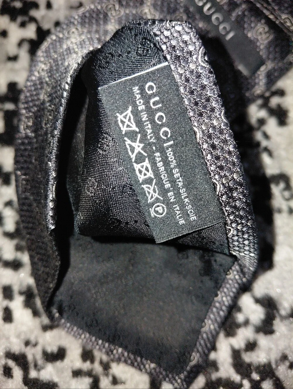 Authentic Gucci GG Monogram Silk Tie | Dark Grey / Charcoal Luxury Necktie CC